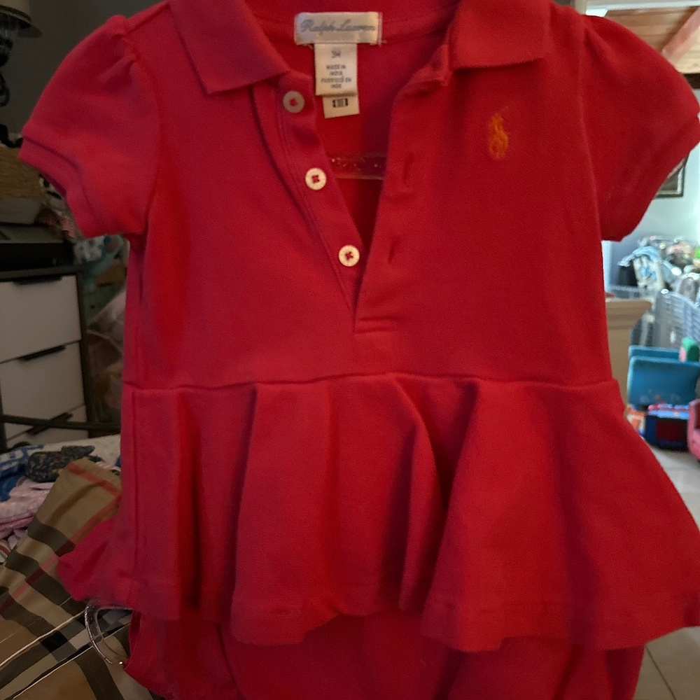 Ralph Lauren Stretch Mesh Peplum Polo Shortall